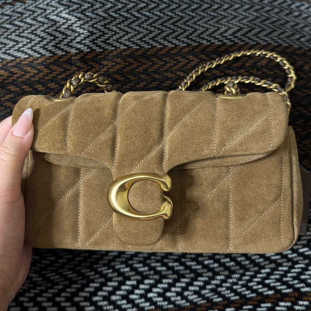 Coach Quilted Suede Shoulder Bag in Caramel with Gold Hardware - Picture 7 of 11